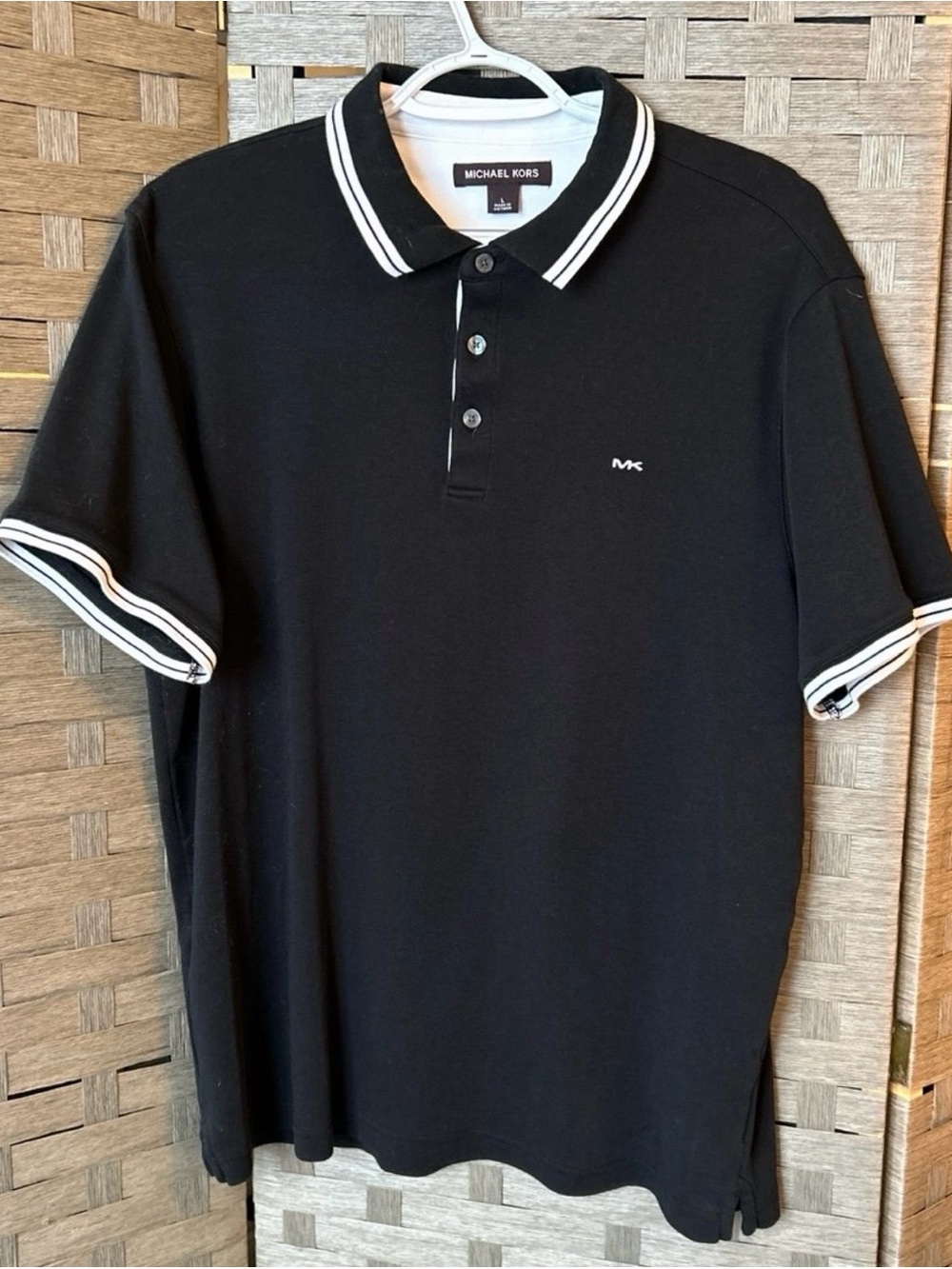 Michael Kors Black Polo with White Stripe Trim